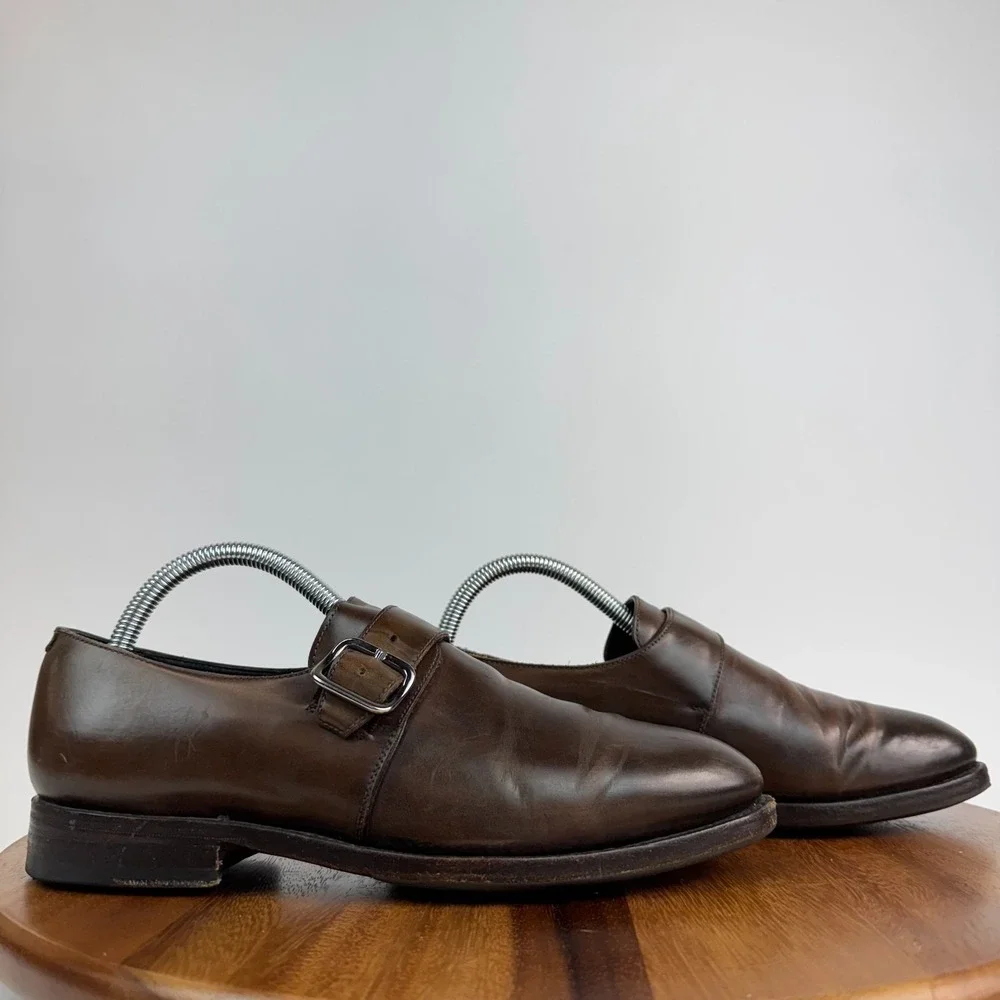 Mens Suitsupply Brown Leather Monk Strap Oxford Dress Shoes Size‎ EU 38 US 5 M